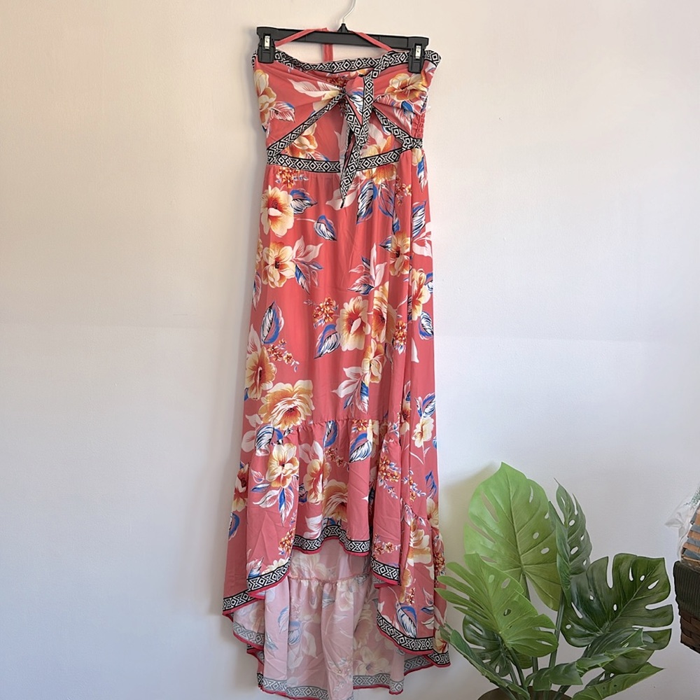 Tropical Floral Flying Tomato Dress